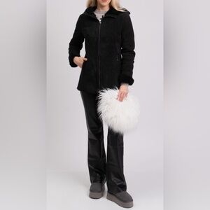 Garrett Genuine Shearling Hooded Coat